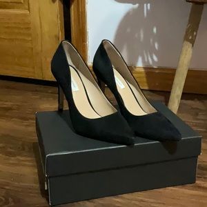 Black suede heels